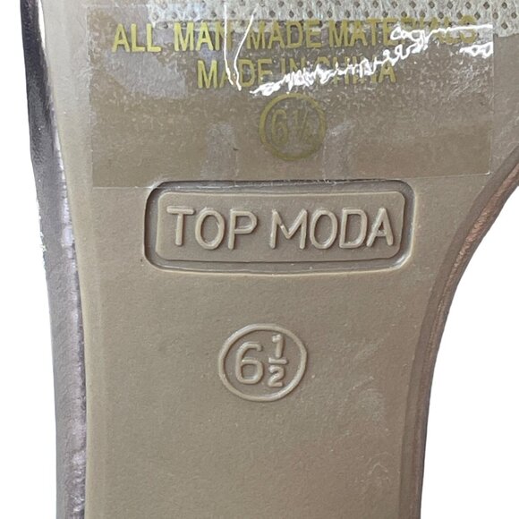 Top Moda Women's RoseGold Open Toe Chunky High Heels (3.5in) Sz 6.5 - Picture 8 of 9